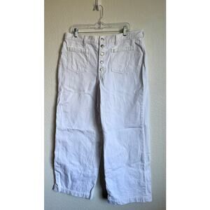 Madewell Women Jeans Superwide Leg 33 White Button Fly Patch Pockets FLAW